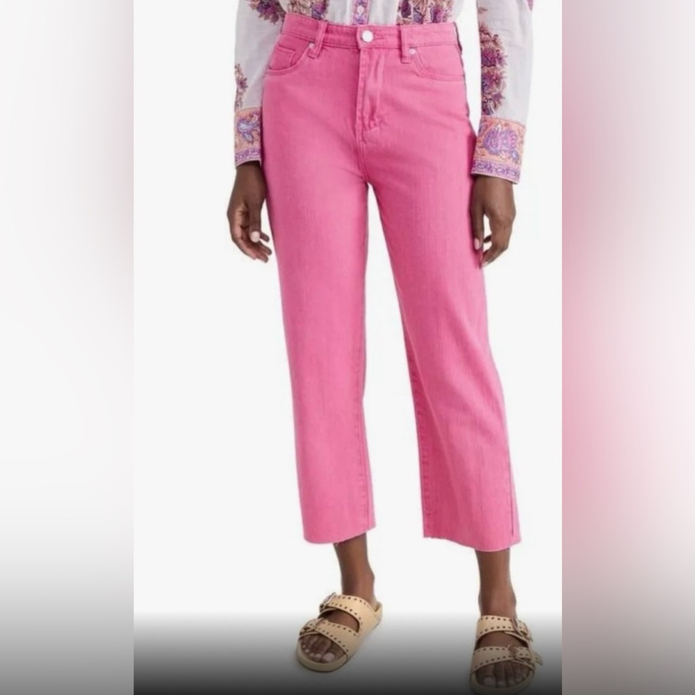 The Baxter Pink Denim High-Waisted Straight Jeans | size 24